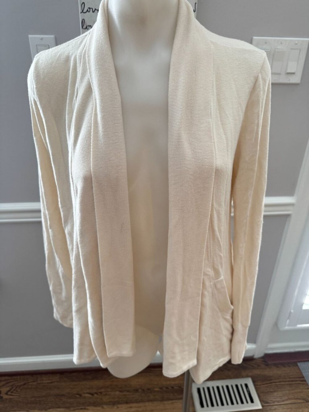 Splits59 Off White Open Front Drape Knit Cardigan Sweater Size Small